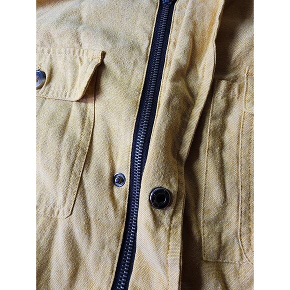 EZEKIEL Mustard Yellow Cotton Active Skater Snap Zip Street Hooded Jacket SZ L - Picture 5 of 10
